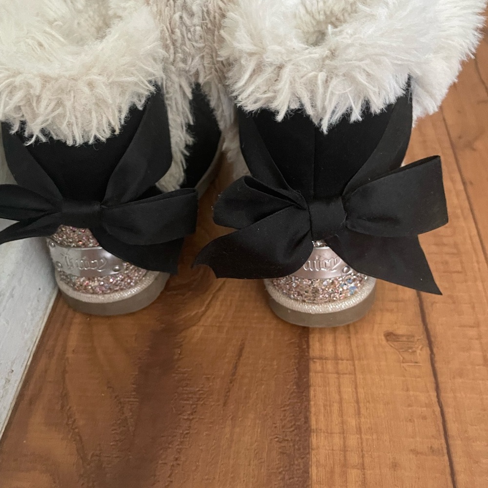 Juicy Couture girls boots bling faux fur black